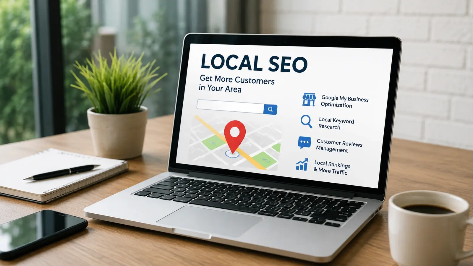 Local SEO for small business showing local search optimization and Google Maps